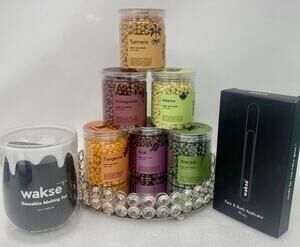 Wakse Botanicals Home Wax Kit 6 Scents Warmer 70 Applicators NWT MSRP $135